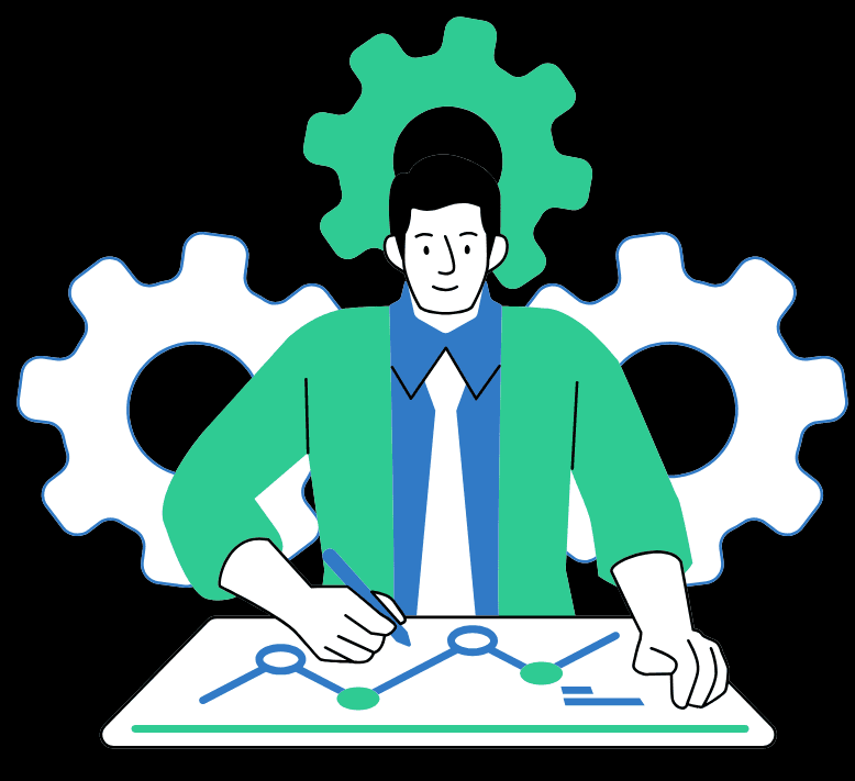 Ilustração de Automação e Soluções